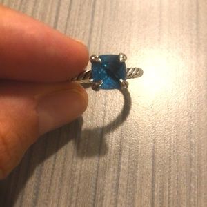 David yurman Chatelaine® Ring with Blue Topaz and Pavé Diamonds